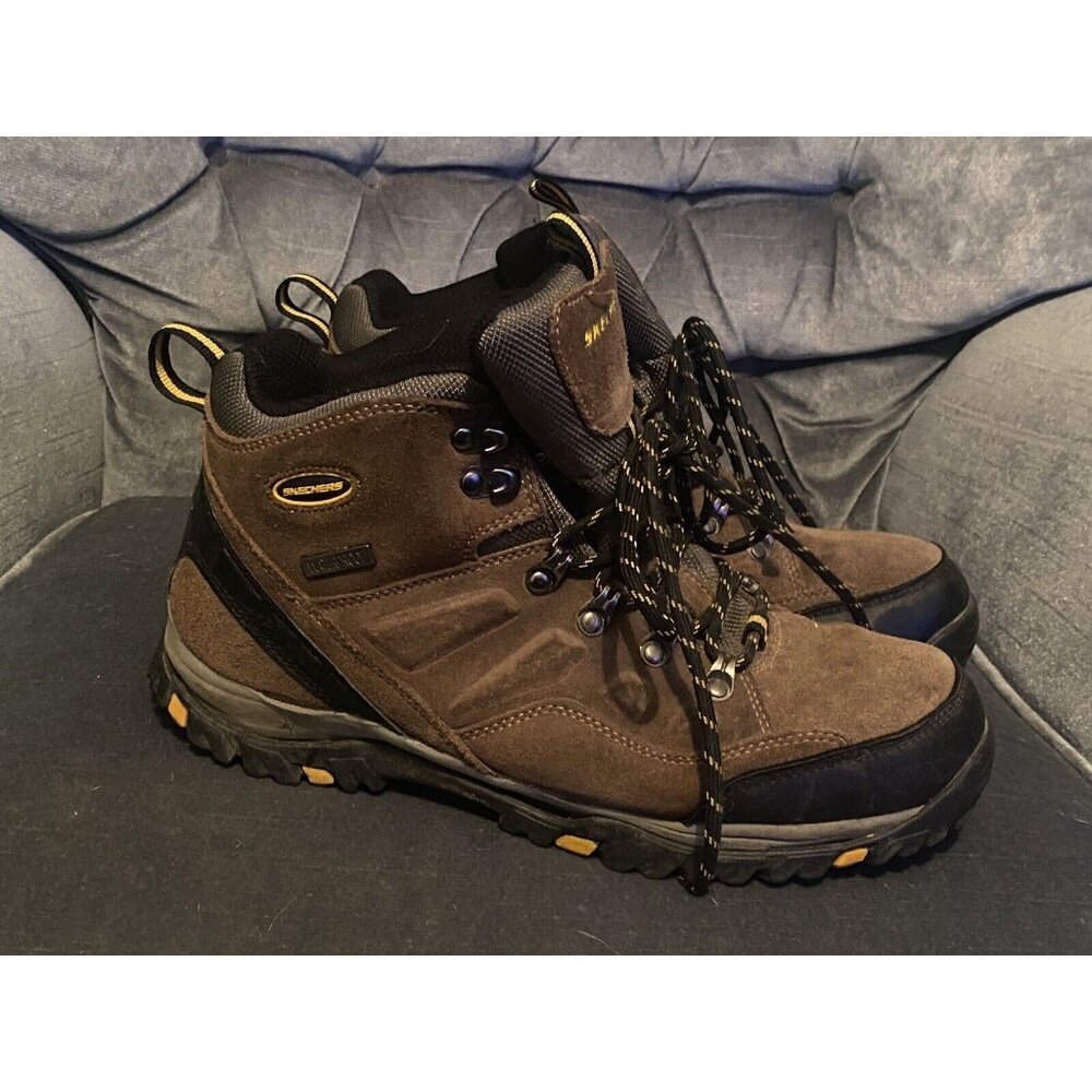 Sketchers Hiking Boots Men Brown Water Proof Size 9
